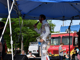 Elvis Impersonator  at the 2023 Humboldt Park Independence Day Parade