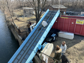 The TrashVeyor in the Kinnickinnic River