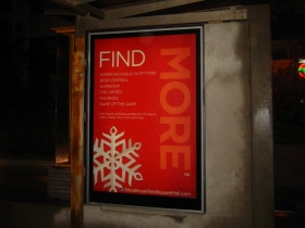 Brookfield Square ad on the Brady Street bus shelter. Photo by Michael Horne.