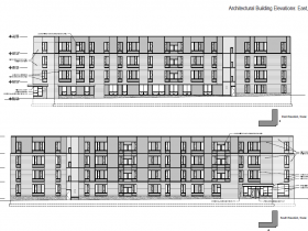 East and South Elevations of Ingram Place Apartments.