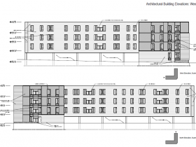 West and North Elevations of Ingram Place Apartments.