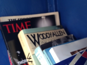 Books inside United Way's Little Free Library.