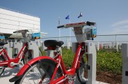 Bike-sharing station at Discovery World. 