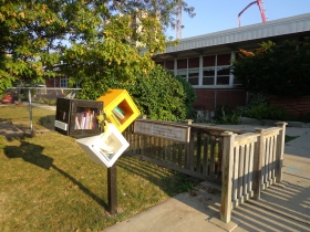 This Little Free library is front of the Kunkle Center on UWM's campus