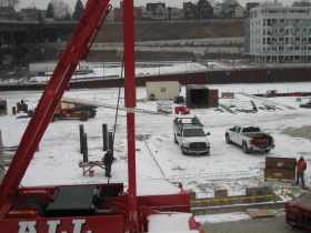 Construction of the River House apartment complex
