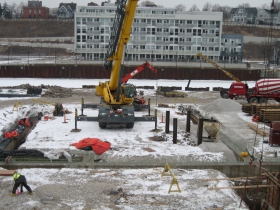 Construction of the River House apartment complex