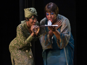 (L to R) Taylor-Alexis DuPont as Armelinde Pictordu (step-sister) and Ardeen Pierre as Maguelonne Pictordu (step-sister)