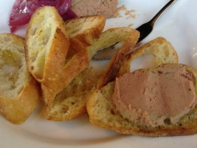 On The Menu at Goodkind: Chicken Liver Mousse with Pickled Red Onion and Crostini