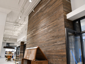 Reclaimed Wood Accent Wall at ThriveOn King