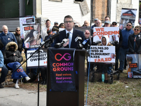 Evan Goyke at Common Ground Crowd at Highgrove Holdings Press Conference
