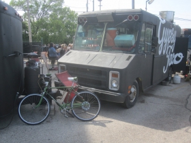 Taco Moto parked outside of Boone & Crockett