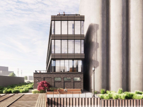 Planned office building at 350 S. Water St. rendering