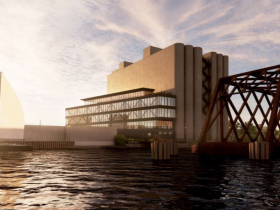 Planned office building at 350 S. Water St. rendering