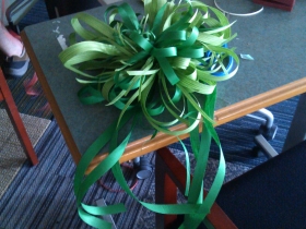 Green ribbons.