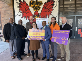 Steve Mahan, Steven Johnson, Kevin Muhs, Jessica Wineberg, Cavalier Johnson, Jake Newborn, Jerrel Kruschke at 2026 Vision Zero Press Conference