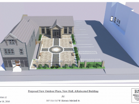 Proposed New Outdoor Plaza, New Hall & Relocated Building