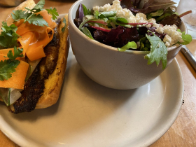 Pork Belly Banh mi and side salad