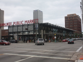 Milwaukee Public Market is busy on a grey day