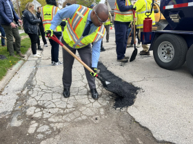 Mayor Cavalier Johnson Fills a Pothole