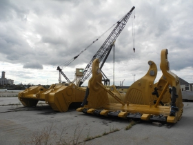 Mining shovel components ready for shipping