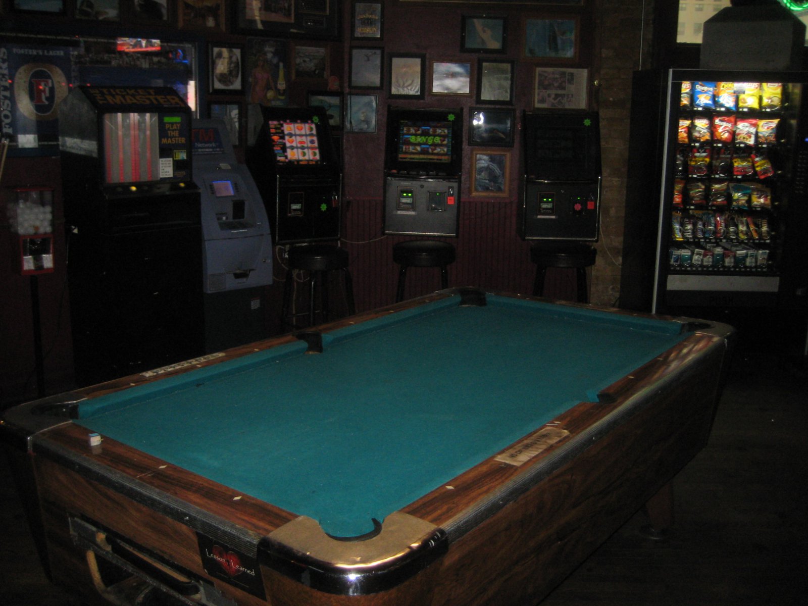 Pool table inside Dukes / Scooters