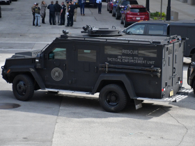 Large police presence outside the Milwaukee City Hall complex after reports of shots fired.
