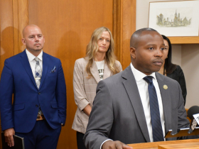 Mayor Cavalier Johnson and Adam Procell