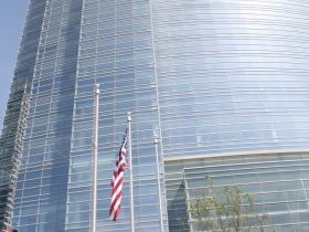 American Flag and Northwestern Mutual Tower