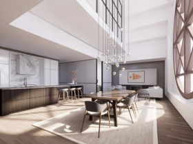 Penthouse Dining Room at 100 East Rendering