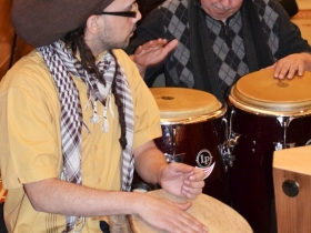 Percussion accompanied some of the spoken word.