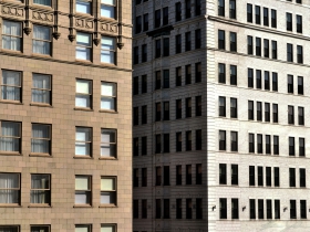 Buildings fade into each other.