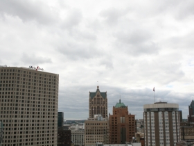 Looking out over downtown Milwaukee.