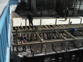 The Harp's deck under construction.