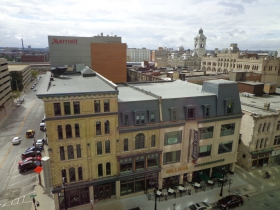 View of the new Mariott Hotel from the Wells Building.