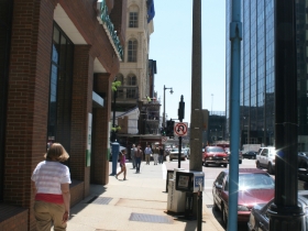 Looking down the street towards the Iron Block Building.