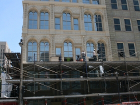 The preservation work on the Iron Block Building is almost finished.