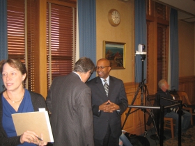Ald. Murphy chats with Common Council President Hines.