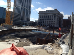 Construction of the Northwestern Mutual Tower and Commons.