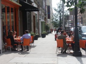 Lunch outdoors on Milwaukee Street