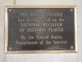 Marker: Pabst Theater placed on the Register of Historic Places