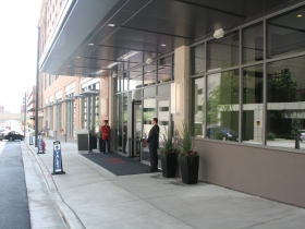 Entrance to the Marriott Hotel.