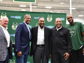 Jimmy Haslam, Marques Johnson, Junior Bridgeman, Doc Rivers and Khris Middleton