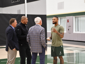 Jon Horst, Doc Rivers, Jimmy Haslam and Damian Lillard