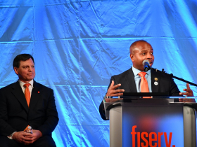 Mayor Cavalier Johnson and CEO Frank Bisignano At Fiserv HQ Opening
