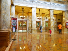The Library gives tours during the week, which include an educational tour and an architectural tour. They groups meet in the Rotunda, which is the first large hall in the library