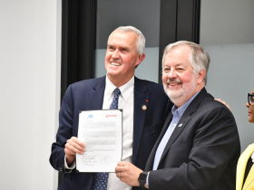 Fred Van Heems and Dean Amhaus at Veolia Office Opening