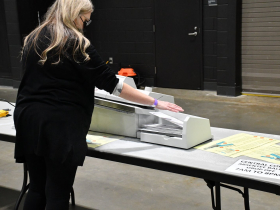 Ballot Envelope Counting Machine at Central Count