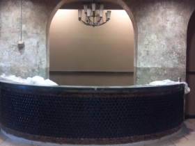 The front desk at The Brewhouse Inn & Suites.