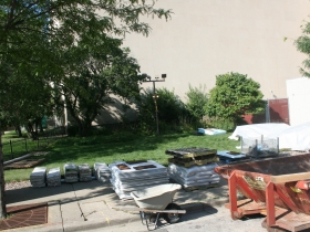 Milwaukee Public Museum's solar wall project under construction.