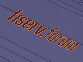 Fiserv Forum Rooftop Sign - Night Rendering
